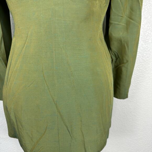 Vintage Diane Von Furstenberg Blazer Women Size 8 Iridescent Green Party 90s - Picture 9 of 12